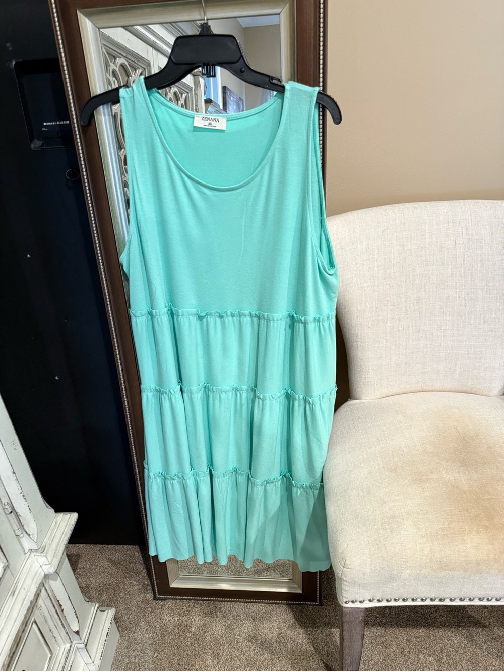 Zenana Outfitters Sleeveless Tiered Midi Dress - Aqua Mint